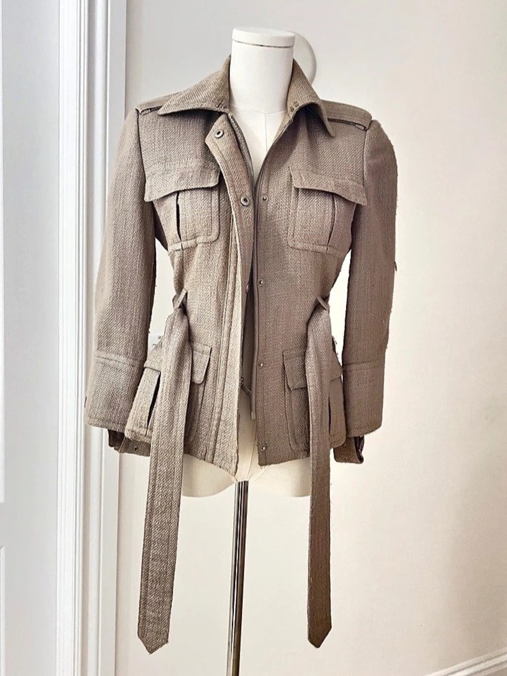 Anne Klein Utility Jacket Brown Size 2P Like New
